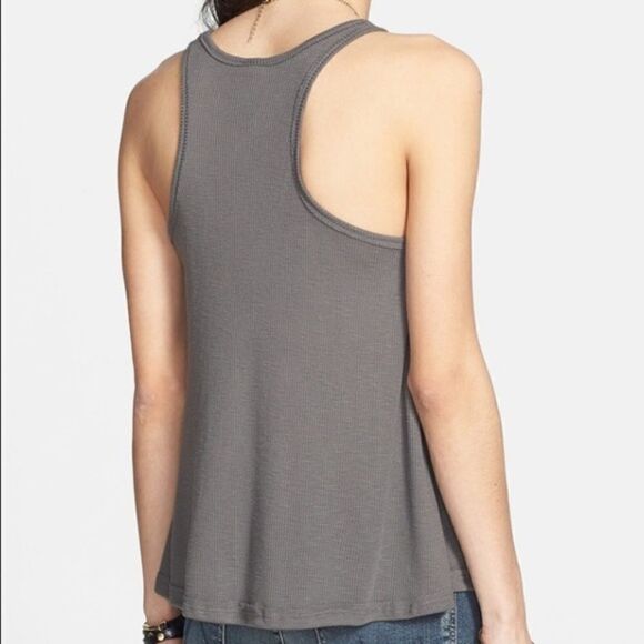Free People Gray Flowy Tank - Picture 2 of 3